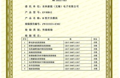 B型开关模块EMC证书